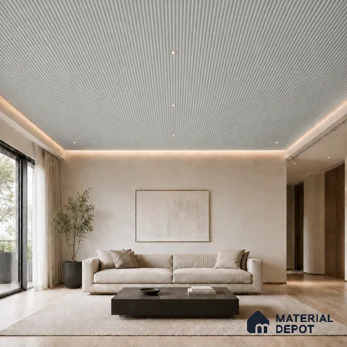 Light Grey 10 ft x 0.5 ft (3060x150 mm) Pastel Pyramid Design Interior & Exterior Wall & Ceiling Panel - 15 mm | Suitable for Balcony, Facade & Open Area | Width is Subjected to 5% Variation