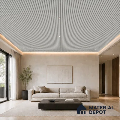 Light Grey 10 ft x 0.6 ft (3060x180 mm) Pastel Arch Design Interior & Exterior Wall & Ceiling Panel - 17 mm | Suitable for Balcony, Facade & Open Area | Width is Subjected to 5% Variation