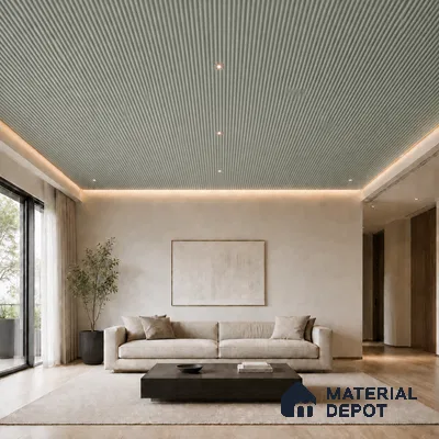 Cloud Grey 10 ft x 0.5 ft (3060x150 mm) Pastel Pyramid Design Interior & Exterior Wall & Ceiling Panel - 15 mm | Suitable for Balcony, Facade & Open Area | Width is Subjected to 5% Variation