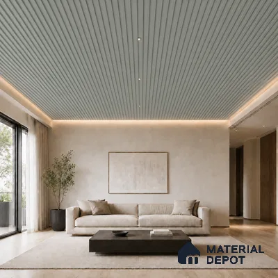 Cloud Grey 10 ft x 0.5 ft (3060x150 mm) Pastel Linea Design Interior & Exterior Wall & Ceiling Panel - 15 mm | Suitable for Balcony, Facade & Open Area | Width is Subjected to 5% Variation
