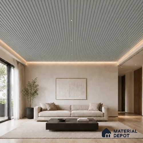 Cloud Grey 10 ft x 0.5 ft (3060x150 mm) Pastel Linea Design Interior & Exterior Wall & Ceiling Panel - 15 mm | Suitable for Balcony, Facade & Open Area | Width is Subjected to 5% Variation