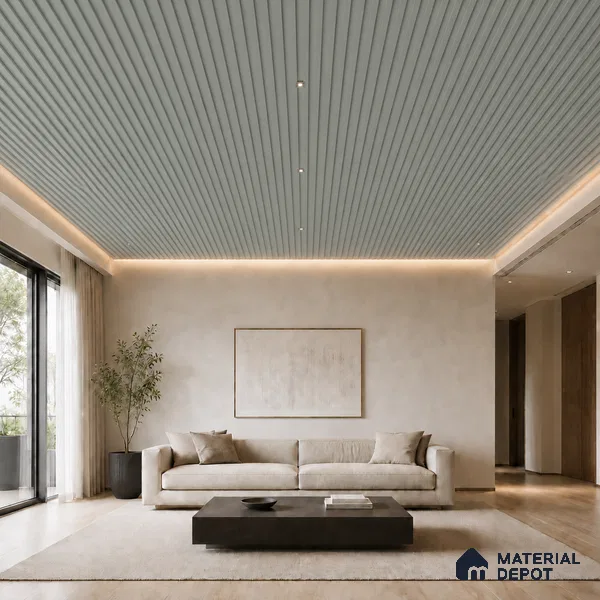 Cloud Grey 10 ft x 0.5 ft (3060x150 mm) Pastel Linea Design Interior & Exterior Wall & Ceiling Panel - 15 mm | Suitable for Balcony, Facade & Open Area | Width is Subjected to 5% Variation