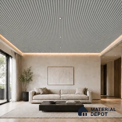 Cloud Grey 10 ft x 0.6 ft (3060x180 mm) Pastel Arch Design Interior & Exterior Wall & Ceiling Panel - 17 mm | Suitable for Balcony, Facade & Open Area | Width is Subjected to 5% Variation