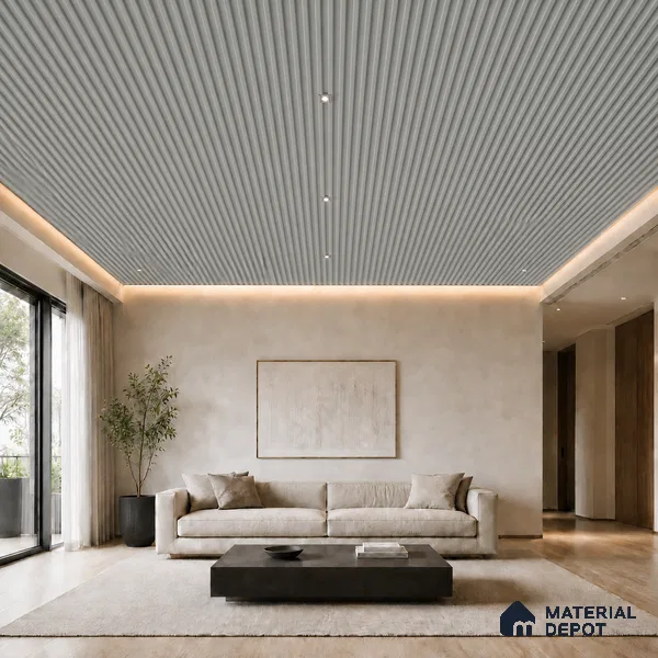 Cloud Grey 10 ft x 0.6 ft (3060x180 mm) Pastel Arch Design Interior & Exterior Wall & Ceiling Panel - 17 mm | Suitable for Balcony, Facade & Open Area | Width is Subjected to 5% Variation