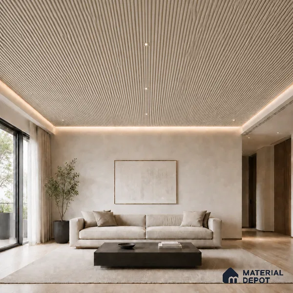 Mocha 10 ft x 0.68 ft (3060x208 mm) Curve Design Interior & Exterior Wall & Ceiling Panel - 10 mm | Suitable for Balcony, Facade & Open Area | Width is Subjected to 5% Variation