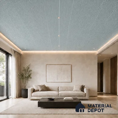Sky Blue 10 ft x 0.68 ft (3060x208 mm) Curve Design Interior & Exterior Wall & Ceiling Panel - 10 mm | Suitable for Balcony, Facade & Open Area | Width is Subjected to 5% Variation