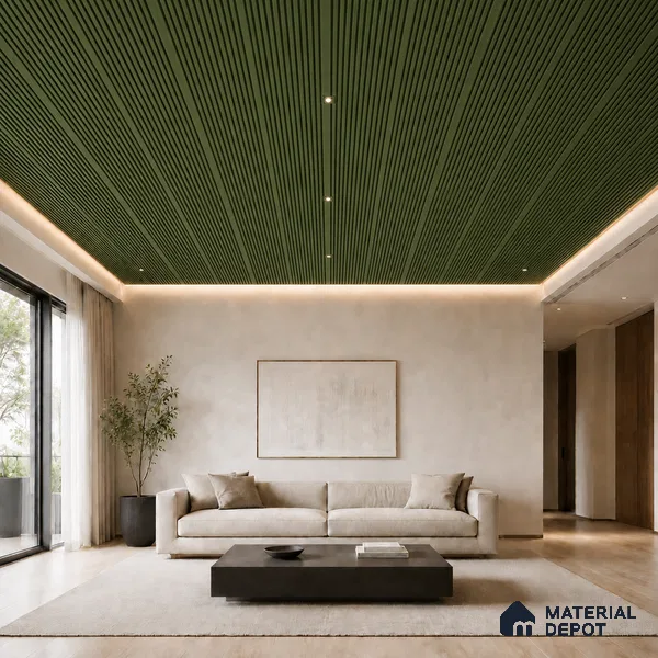 Forest Green 10 ft x 0.68 ft (3060x208 mm) Curve Design Interior & Exterior Wall & Ceiling Panel - 10 mm | Suitable for Balcony, Facade & Open Area | Width is Subjected to 5% Variation