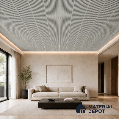 Cloud Grey 10 ft x 0.68 ft (3060x208 mm) Curve Design Interior & Exterior Wall & Ceiling Panel - 10 mm | Suitable for Balcony, Facade & Open Area | Width is Subjected to 5% Variation