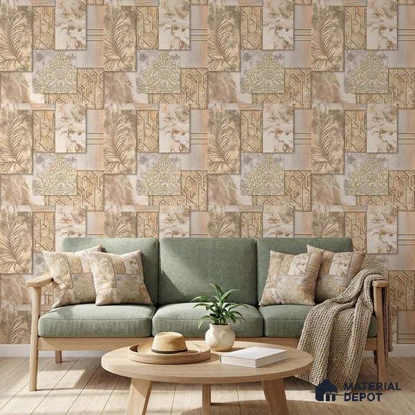AA101007 | 9.5 Meter x 21 Inch PVC Patterned Look Wallpaper - 55 Sq. Ft. | Minimum 15% wastage during installation