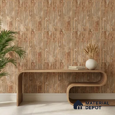 AA100805 | Rust Gold Rectangle Panel PVC Patterned Wallpaper - 9.5 Meter x 21 Inch, 55 Sq. Ft. (Min. 15% Wastage)