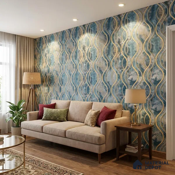 AA100904 | 9.5 Meter x 21 Inch PVC Patterned Look Wallpaper - 55 Sq. Ft. | Minimum 15% wastage during installation
