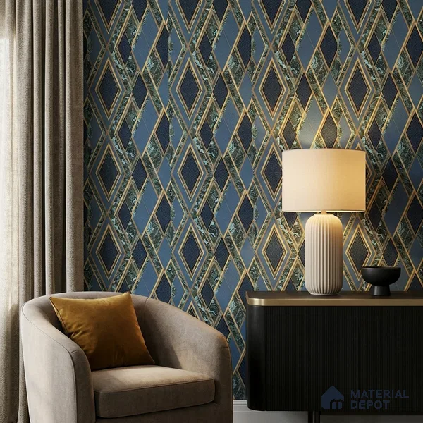 AA100108 | 9.5 Meter x 21 Inch PVC Geometric Look Wallpaper - 55 Sq. Ft. | Minimum 15% wastage during installation