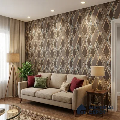 AA100104 | 9.5 Meter x 21 Inch PVC Geometric Look Wallpaper - 55 Sq. Ft. | Minimum 15% wastage during installation