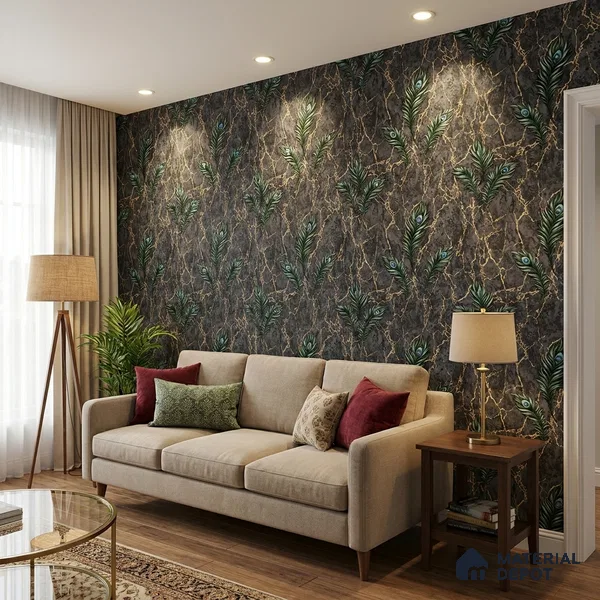 AA100707 | 9.5 Meter x 21 Inch PVC Florals Look Wallpaper - 55 Sq. Ft. | Minimum 15% wastage during installation