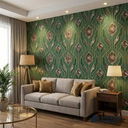 AA101106 | 9.5 Meter x 21 Inch PVC Patterned Look Wallpaper - 55 Sq. Ft. | Minimum 15% wastage during installation