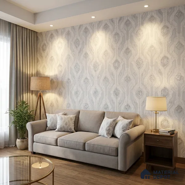 AA101101 | 9.5 Meter x 21 Inch PVC Patterned Look Wallpaper - 55 Sq. Ft. | Minimum 15% wastage during installation
