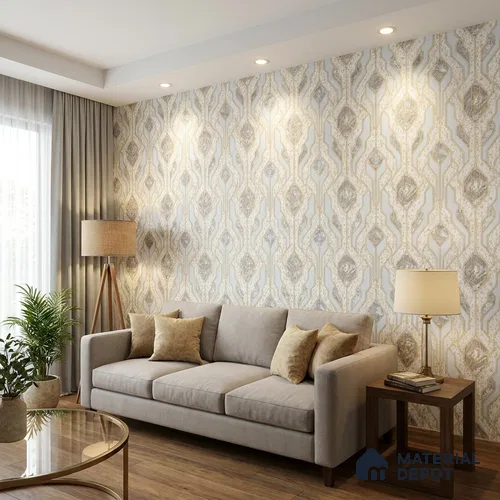 AA101102 | 9.5 Meter x 21 Inch PVC Patterned Look Wallpaper - 55 Sq. Ft. | Minimum 15% wastage during installation