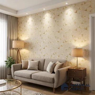 88490-1 | Gold 3D Diamond Facet PVC Patterned Wallpaper - 5 Meter x 42 Inch, 57 Sq. Ft. (Min. 15% Wastage)
