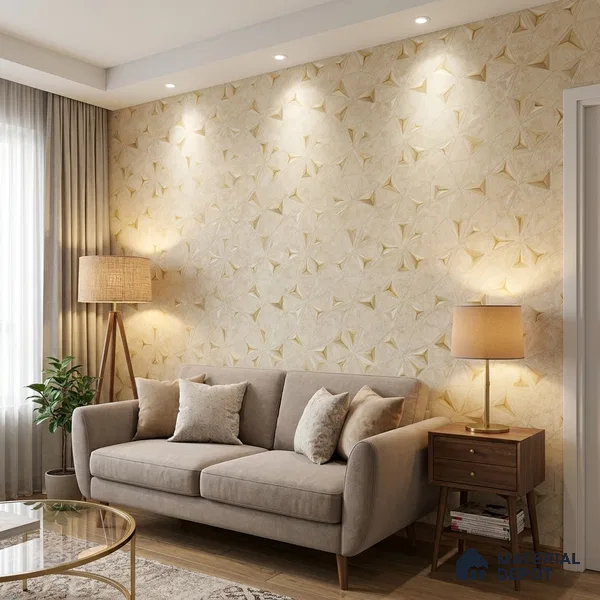 88490-1 | Gold 3D Diamond Facet PVC Patterned Wallpaper - 5 Meter x 42 Inch, 57 Sq. Ft. (Min. 15% Wastage)