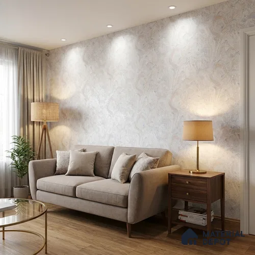 88388-4 | Pale Blue & White Swirl Marble Look Wallpaper 5 Meter x 42 Inch PVC - 57 Sq. Ft. | Minimum 15% wastage during installation