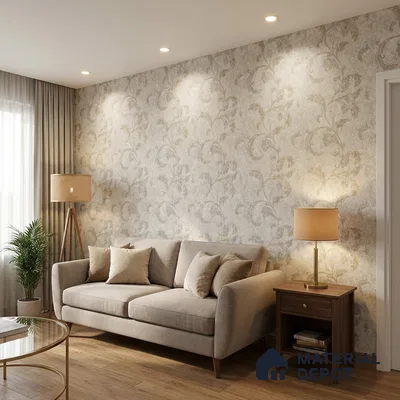 88481-2 | Grey Leaf Wash PVC Floral Wallpaper - 5 Meter x 42 Inch, 57 Sq. Ft. (Min. 15% Wastage)