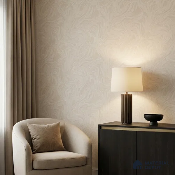 88461-1 | Cream Swirl Marble Look Wallpaper 5 Meter x 42 Inch PVC - 57 Sq. Ft. | Minimum 15% wastage during installation