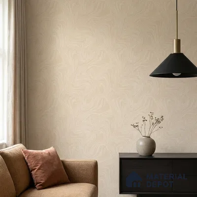 88461-2 | Warm Beige Swirl Marble Look Wallpaper 5 Meter x 42 Inch PVC - 57 Sq. Ft. | Minimum 15% wastage during installation