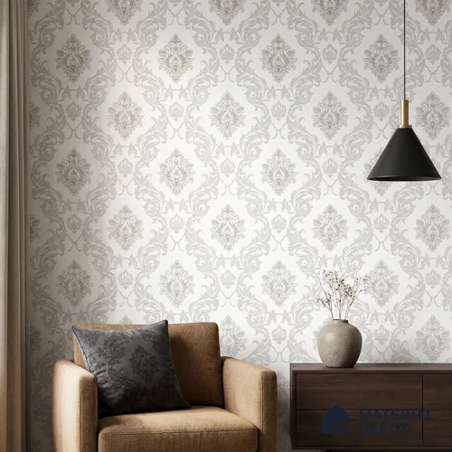 88474-1 | 5 Meter x 42 Inch PVC Damask Look Wallpaper - 57 Sq. Ft. | Minimum 15% wastage during installation