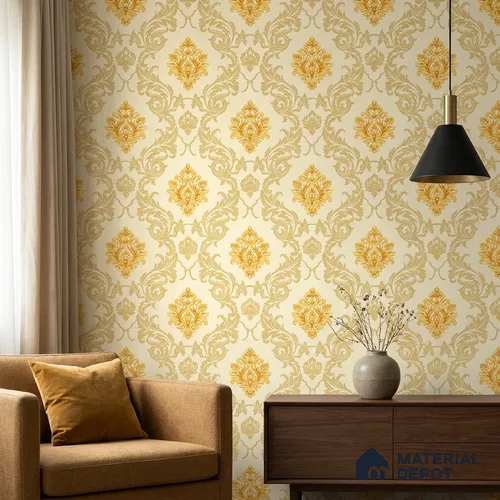 88474-3 | 5 Meter x 42 Inch PVC Damask Look Wallpaper - 57 Sq. Ft. | Minimum 15% wastage during installation