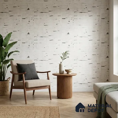 81279-2 | White & Black Birch Bark Texture Wood PVC Patterned Wallpaper - 5 Meter x 42 Inch, 57 Sq. Ft. (Min. 15% Wastage)