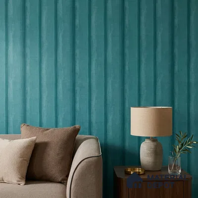 81286-4 | Teal Green Fluted Panel Wood PVC Patterned Wallpaper - 5 Meter x 42 Inch, 57 Sq. Ft. (Min. 15% Wastage)