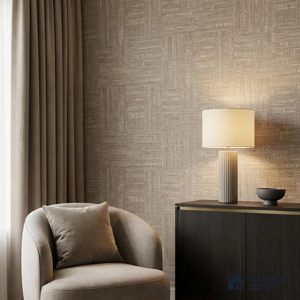 81288-3 | Beige Woven Mat PVC Textured Wallpaper - 5 Meter x 42 Inch, 57 Sq. Ft. (Min. 15% Wastage)
