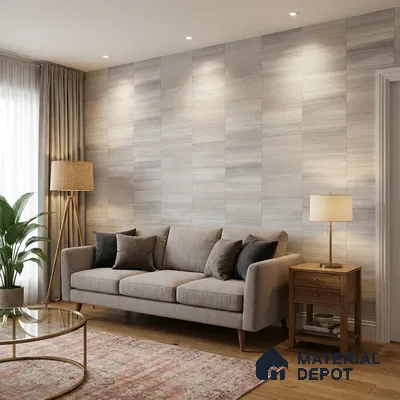 81292-1 | Silver Grey Brick Tile Texture PVC Patterned Wallpaper - 5 Meter x 42 Inch, 57 Sq. Ft. (Min. 15% Wastage)