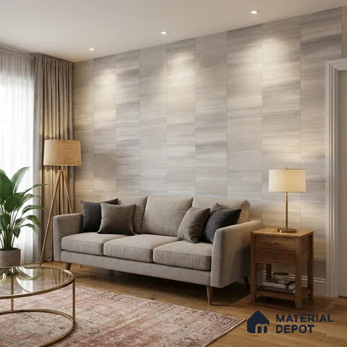 81292-1 | Silver Grey Brick Tile Texture PVC Patterned Wallpaper - 5 Meter x 42 Inch, 57 Sq. Ft. (Min. 15% Wastage)
