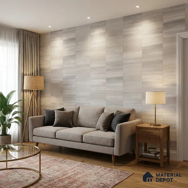 81292-1 | Silver Grey Brick Tile Texture PVC Patterned Wallpaper - 5 Meter x 42 Inch, 57 Sq. Ft. (Min. 15% Wastage)