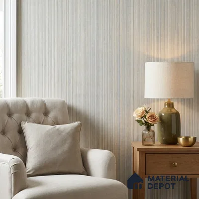 81294-3 | Sage Vertical Lines PVC Patterned Wallpaper - 5 Meter x 42 Inch, 57 Sq. Ft. (Min. 15% Wastage)
