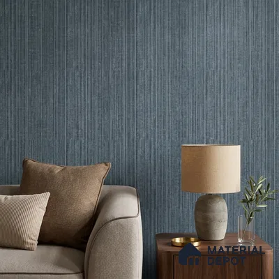 81294-8 | Slate Grey Linen Stripe Texture PVC Patterned Wallpaper - 5 Meter x 42 Inch, 57 Sq. Ft. (Min. 15% Wastage)