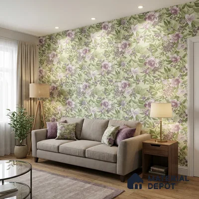 74019-3 | Green Hydrangea Blooms PVC Floral Wallpaper - 5 Meter x 42 Inch, 57 Sq. Ft. (Min. 15% Wastage)