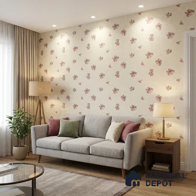 74026-2 | 5 Meter x 42 Inch PVC Florals Look Wallpaper - 57 Sq. Ft. | Minimum 15% wastage during installation