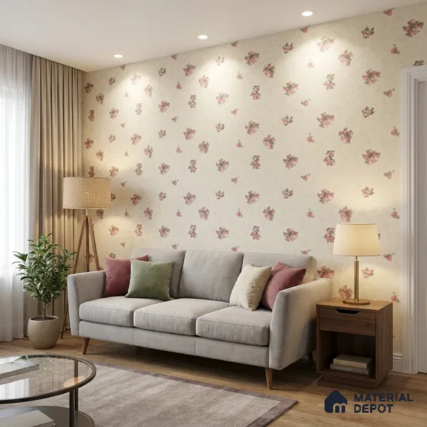74026-2 | 5 Meter x 42 Inch PVC Florals Look Wallpaper - 57 Sq. Ft. | Minimum 15% wastage during installation