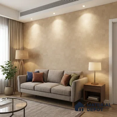 74021-2 | Beige Faint Damask PVC Textured Wallpaper - 5 Meter x 42 Inch, 57 Sq. Ft. (Min. 15% Wastage)
