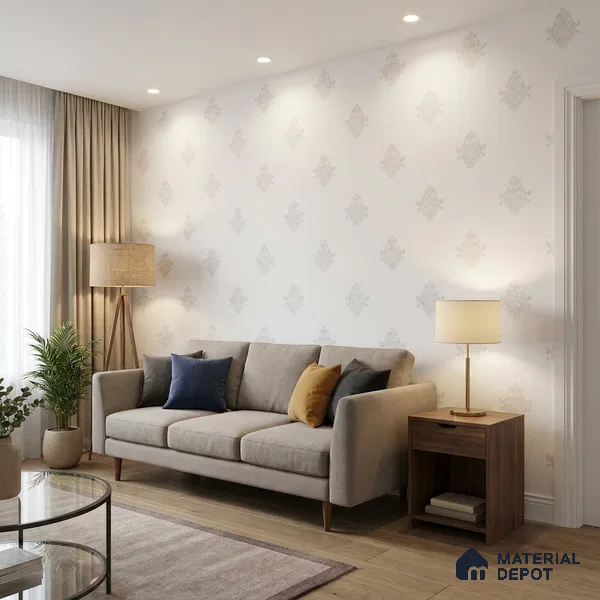 74024-1 | 5 Meter x 42 Inch PVC Damask Look Wallpaper - 57 Sq. Ft. | Minimum 15% wastage during installation