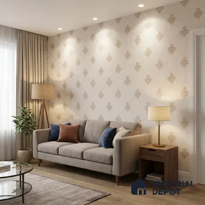 74024-2 | 5 Meter x 42 Inch PVC Damask Look Wallpaper - 57 Sq. Ft. | Minimum 15% wastage during installation