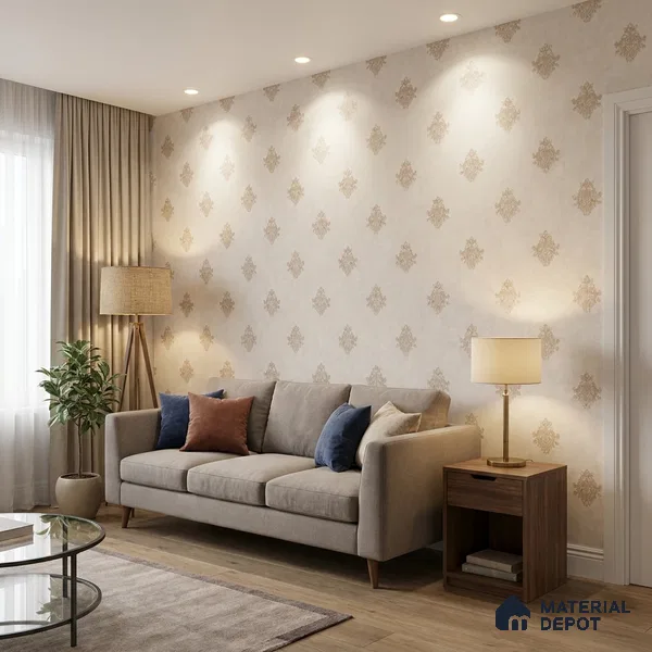 74024-2 | 5 Meter x 42 Inch PVC Damask Look Wallpaper - 57 Sq. Ft. | Minimum 15% wastage during installation