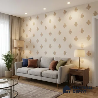 74024-3 | 5 Meter x 42 Inch PVC Damask Look Wallpaper - 57 Sq. Ft. | Minimum 15% wastage during installation