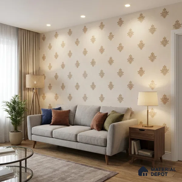 74024-3 | 5 Meter x 42 Inch PVC Damask Look Wallpaper - 57 Sq. Ft. | Minimum 15% wastage during installation