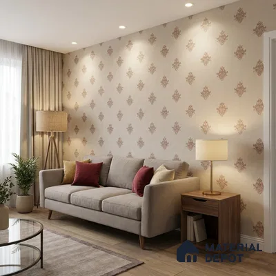 74024-4 | 5 Meter x 42 Inch PVC Damask Look Wallpaper - 57 Sq. Ft. | Minimum 15% wastage during installation