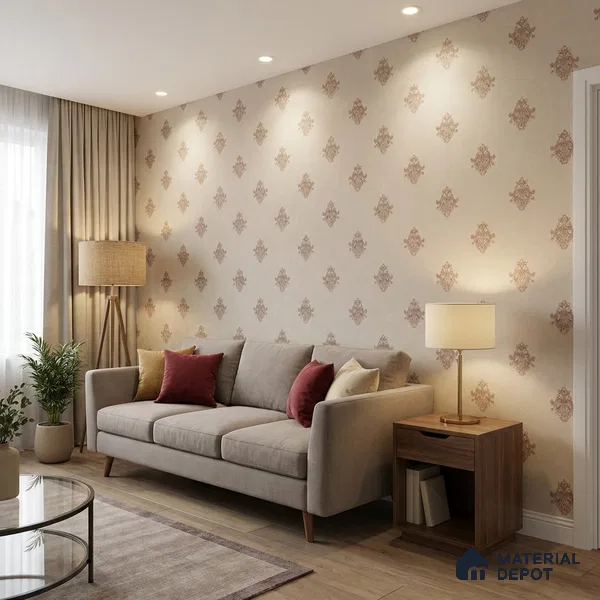 74024-4 | 5 Meter x 42 Inch PVC Damask Look Wallpaper - 57 Sq. Ft. | Minimum 15% wastage during installation