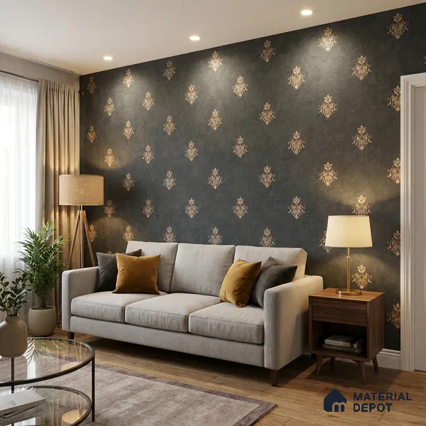 74024-5 | 5 Meter x 42 Inch PVC Damask Look Wallpaper - 57 Sq. Ft. | Minimum 15% wastage during installation