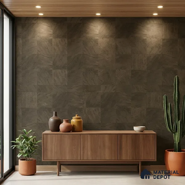 74020-3 | Olive Concrete Wash PVC Textured Wallpaper - 5 Meter x 42 Inch, 57 Sq. Ft. (Min. 15% Wastage)